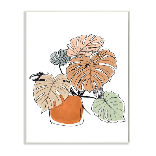 Stupell Industries Playful Monstera Leaves Tropical House Plant Wall Plaque